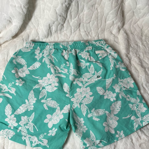 RAINFOREST turquoise Turtle Men's Swim Trunks Lined Pockets Tie Front Size Small - Picture 8 of 9